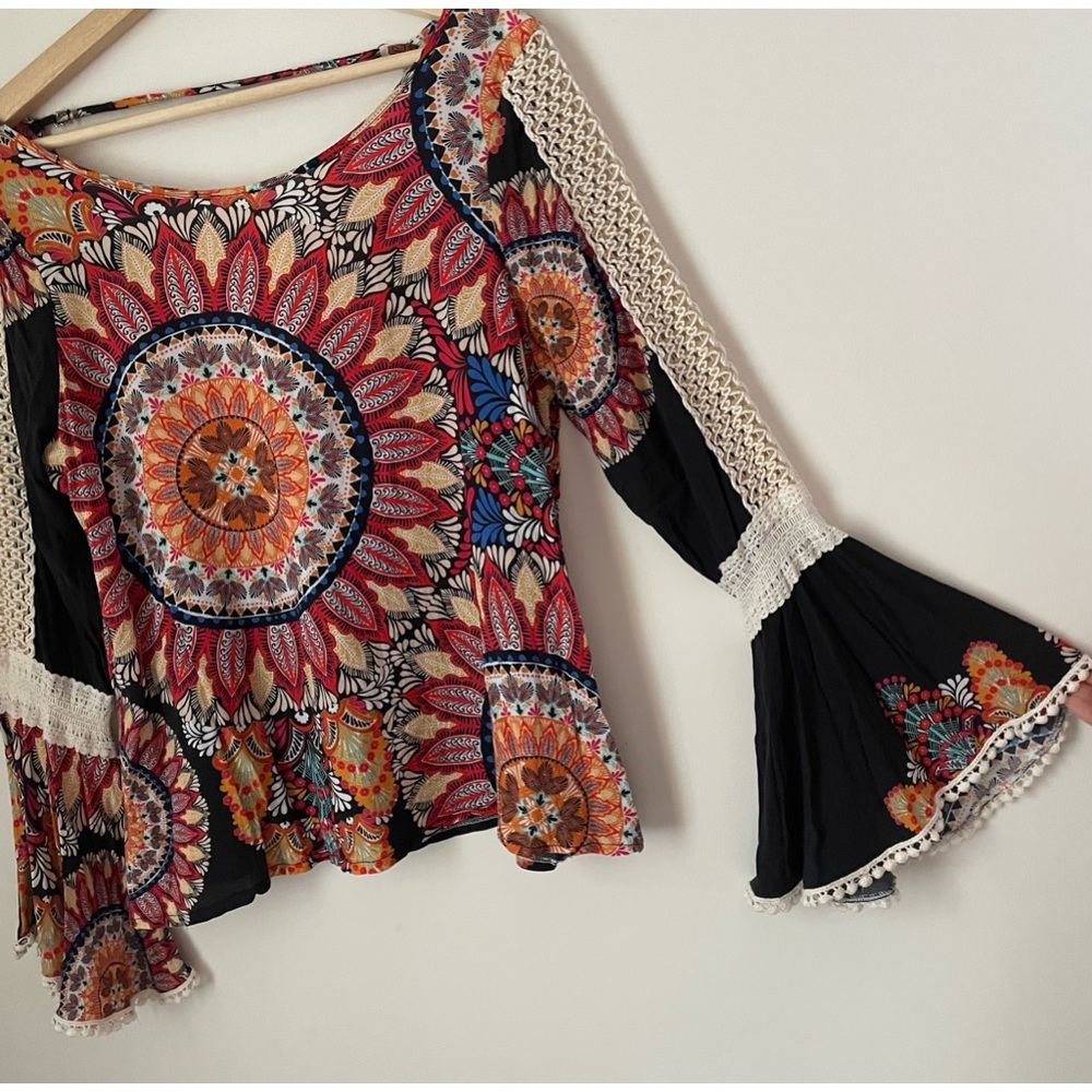 Bohemian bell sleeve top